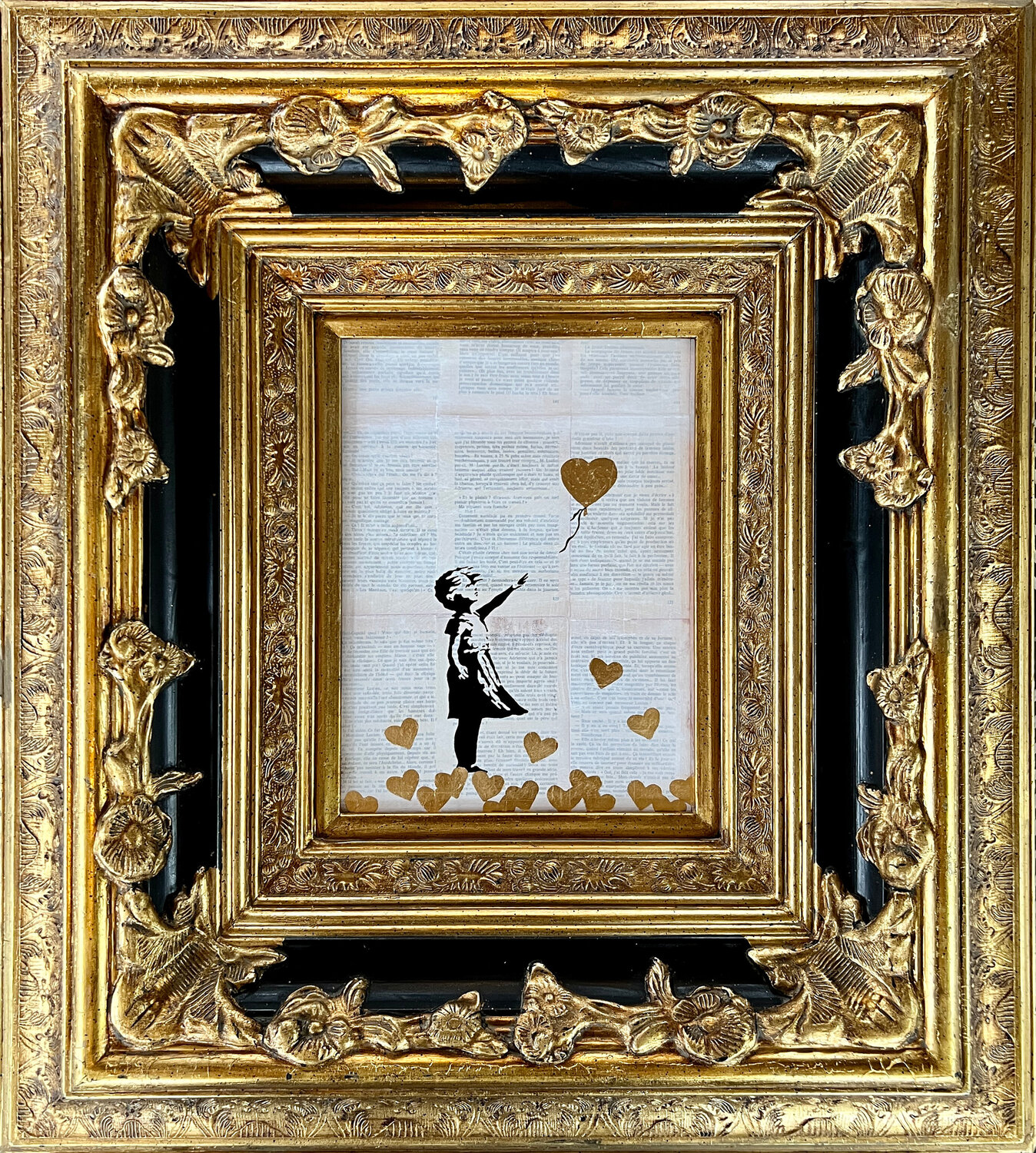 Banksy update available (like gold) Michel Acosta Perez Dipinto originale in vendita