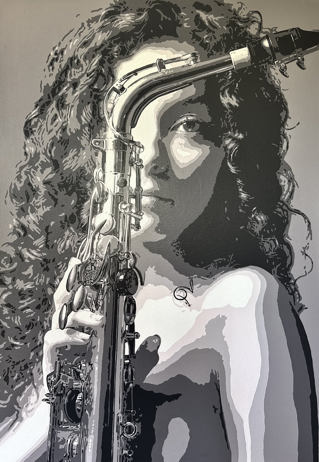 LA MUSA DEL SAXO Michel Acosta Perez Originalgemälde zu verkaufen