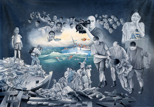 Lampedusa von Antoine HARILLO, Malerei kaufen auf Singulart