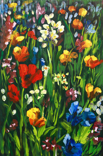 Frühlingswiese di Sabine Huening, Pittura in vendita su Singulart