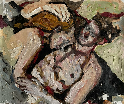 Couple in Bed by Claudia Barbu, 油畫 for Sale on Singulart
