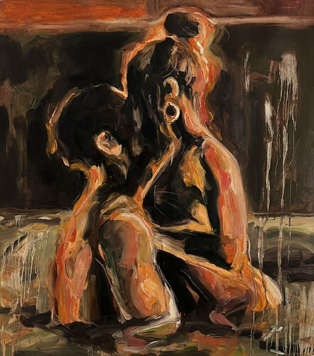 Couple On The Pool di Claudia Barbu, Pittura in vendita su Singulart