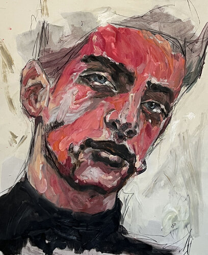 Red Face by Claudia Barbu, Painting for Sale on Singulart