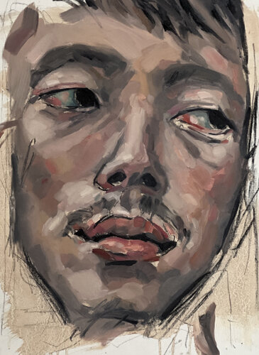 Asian Male Face van Claudia Barbu, Schilderij te koop op Singulart