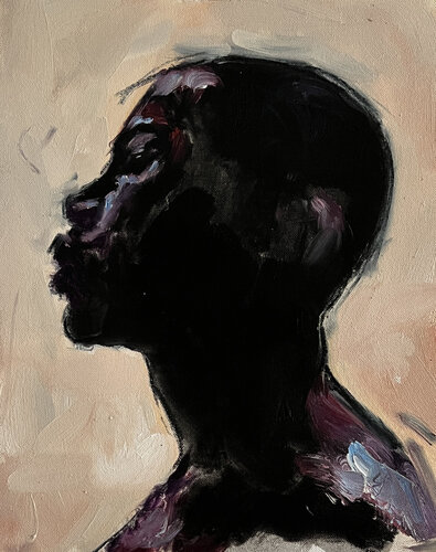 pink and black man portrait by Claudia Barbu, Painting for Sale on Singulart