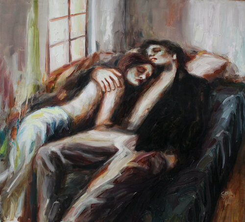 MOONLIGHT EMBRACE by Claudia Barbu, 회화 for Sale on Singulart
