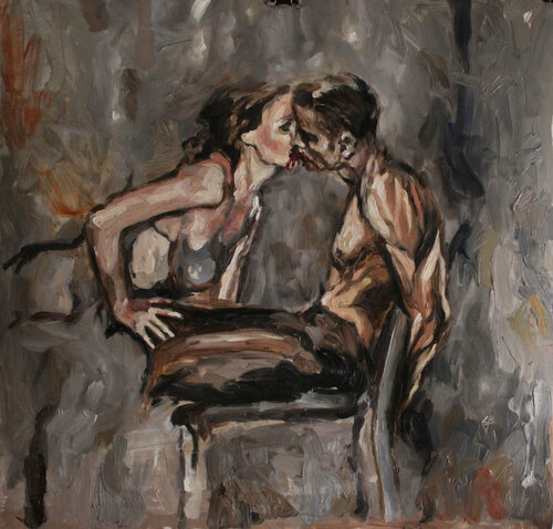 lip biting by Claudia Barbu, Painting for Sale on Singulart