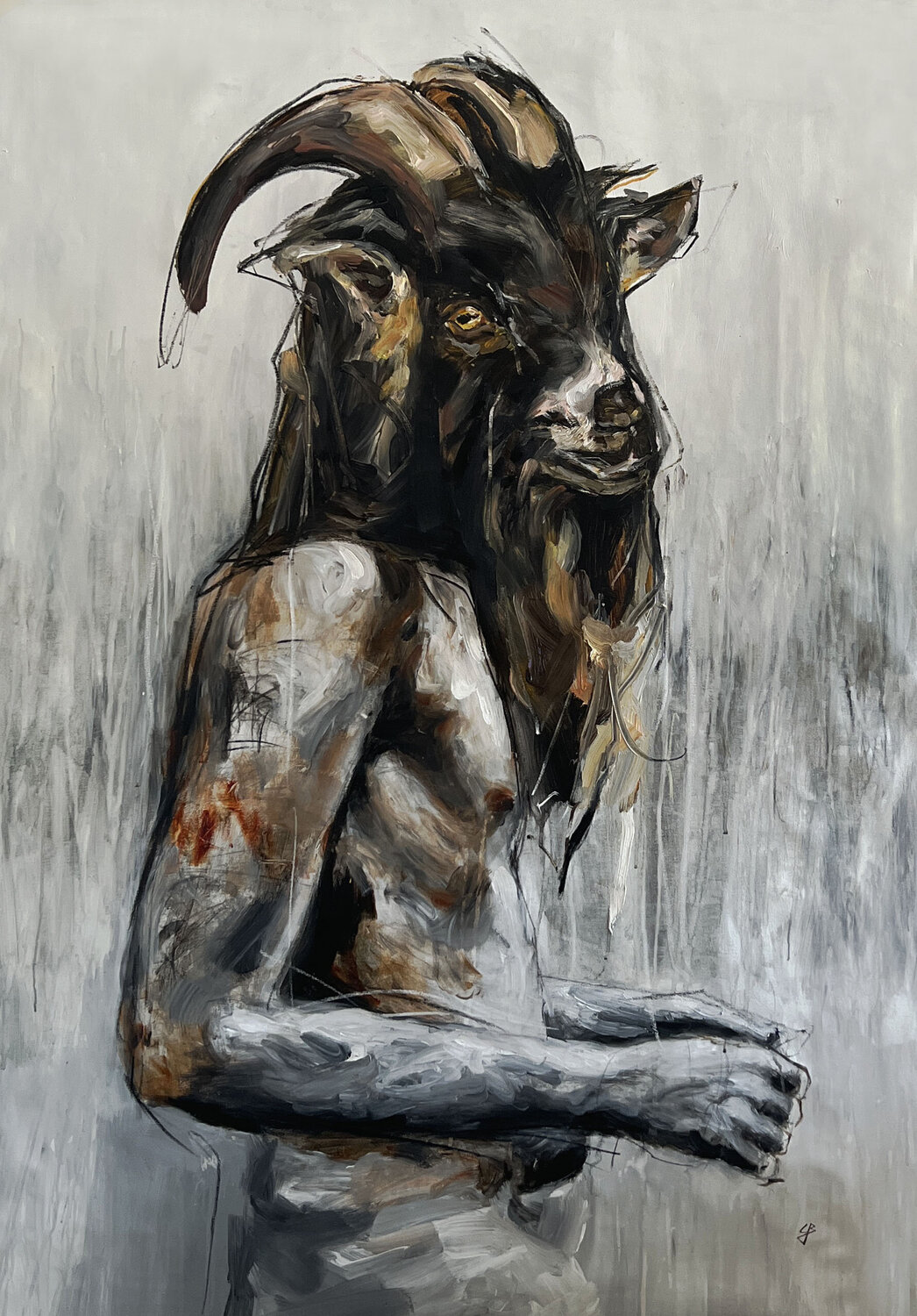 The Goat de Claudia Barbu (2022) : Peinture Acrylique, Huile sur Toile -  Singulart, image size:1046x1500