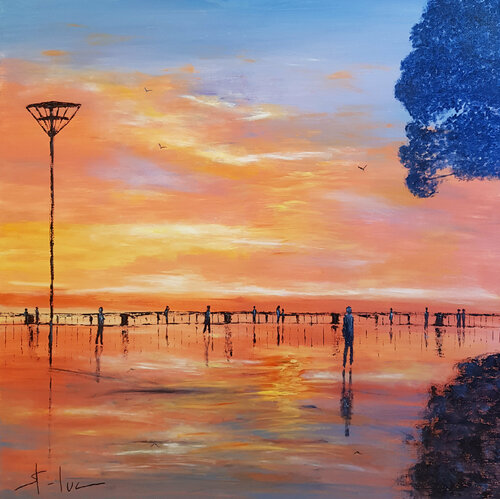 Coucher de Soleil sur Andernos di MICHEL SAINT-LUC, Pittura in vendita su Singulart