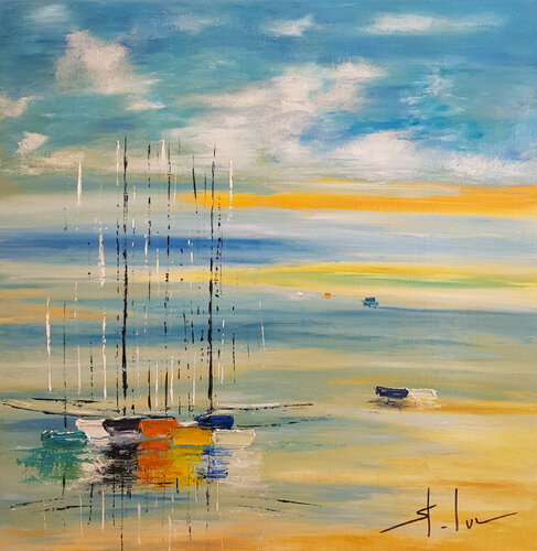 Rhapsodie Turquoise 3 di MICHEL SAINT-LUC, Pittura in vendita su Singulart