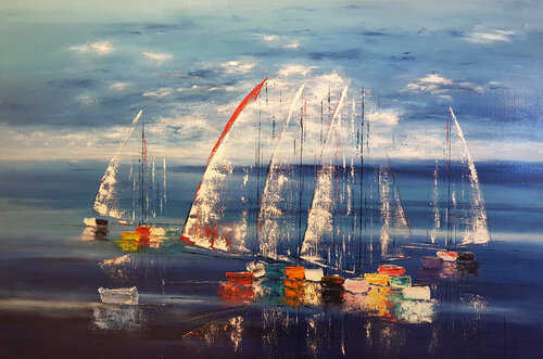 Le Voyage Bleu 15 di MICHEL SAINT-LUC, Pittura in vendita su Singulart