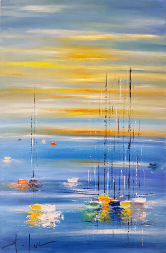 Les Feux du Couchant 3 by MICHEL SAINT-LUC, 油畫 for Sale on Singulart