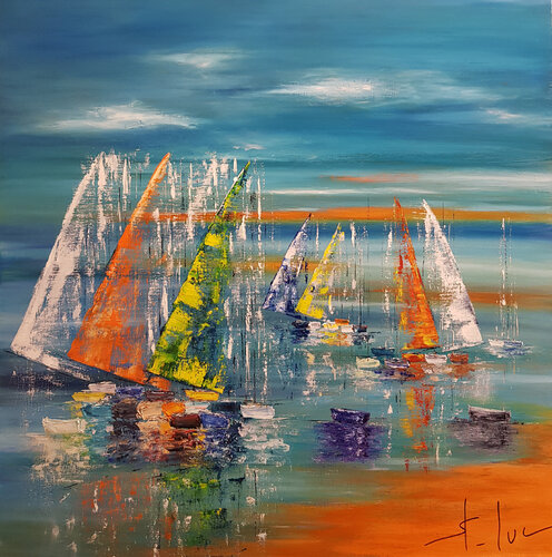 Symphonie Turquoise di MICHEL SAINT-LUC, Pittura in vendita su Singulart