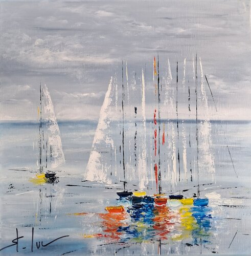 Les Vents Turquoise 15 by MICHEL SAINT-LUC, Painting for Sale on Singulart