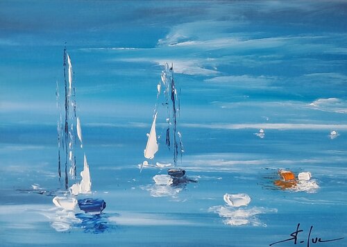 Bleu, Evasion 116226 by MICHEL SAINT-LUC, Painting for Sale on Singulart