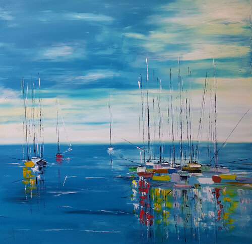 Rhapsodie Turquoise 2 di MICHEL SAINT-LUC, Pittura in vendita su Singulart