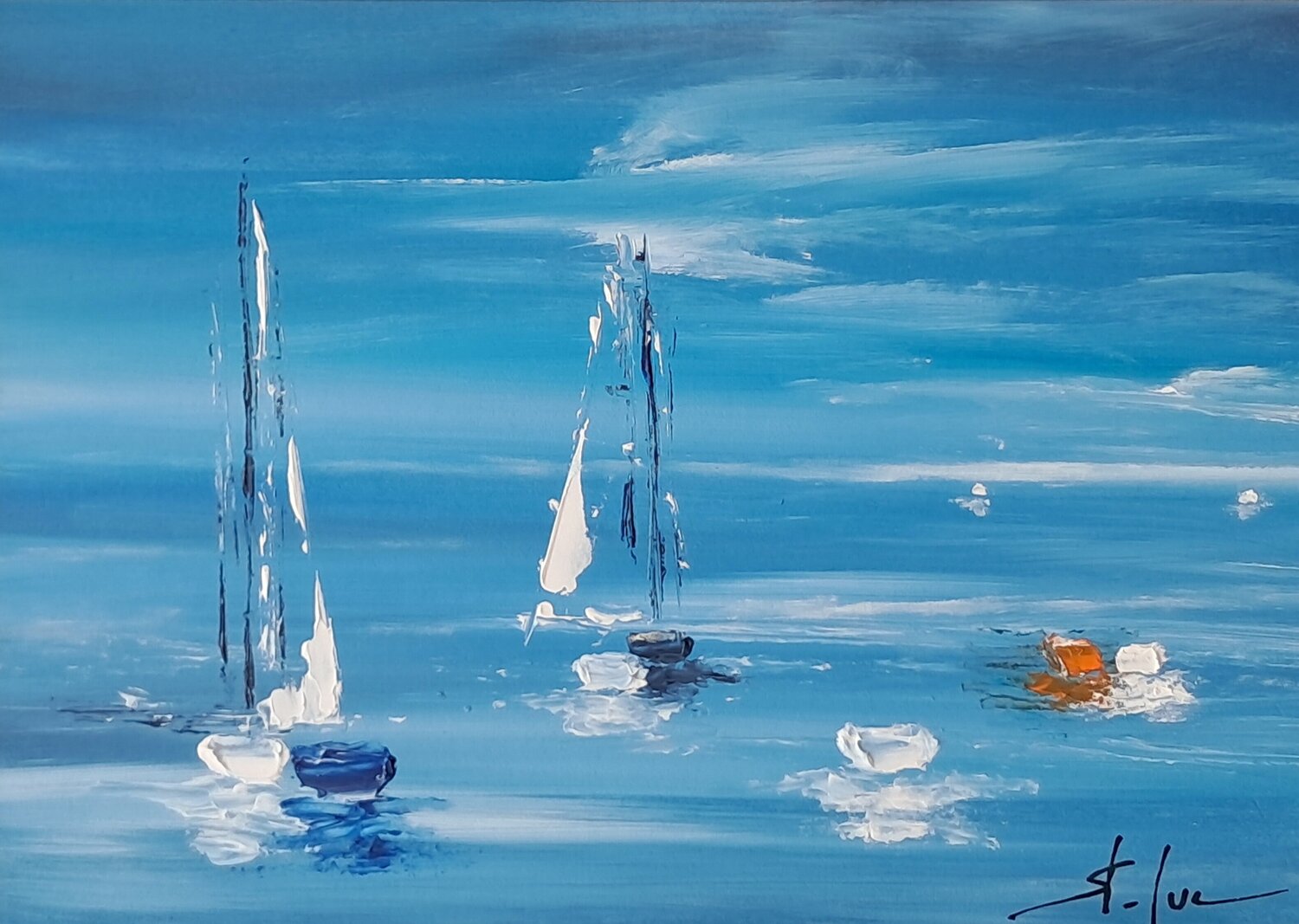 Bleu, Evasion 116226 MICHEL SAINT-LUC Original painting for sale