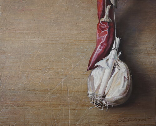Stillleben mit Peperoni van Sergej Sologub, Schilderij te koop op Singulart