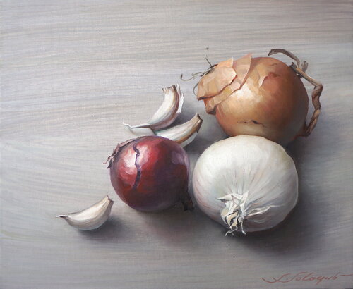 stillleben mit zwiebeln und knoblauch Sergej Sologub