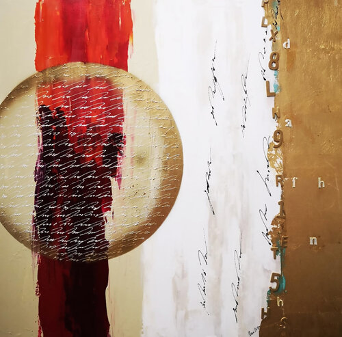 Red pianeta astratto von Ivana Urso, Malerei kaufen auf Singulart