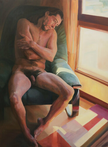 En el sillón verde. van Karen Kruse, Schilderij te koop op Singulart