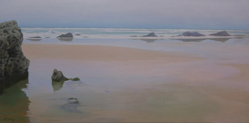 Playa de Liencres bajo la lluvia. von Karen Kruse, Malerei kaufen auf Singulart