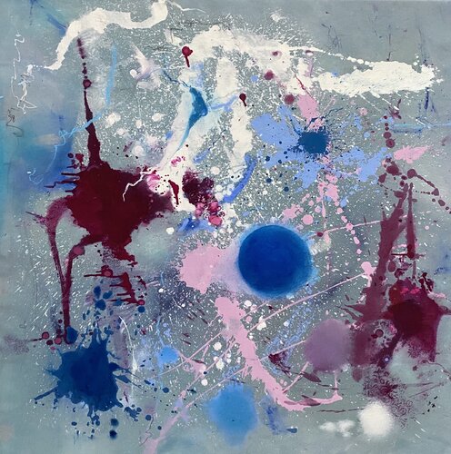 cosmic drops (blueberry sorbet) I van Claudia Bläsi, Schilderij te koop op Singulart