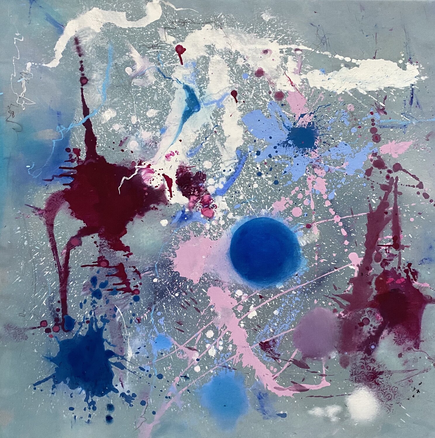 cosmic drops (blueberry sorbet) I Claudia Bläsi Originalgemälde zu verkaufen