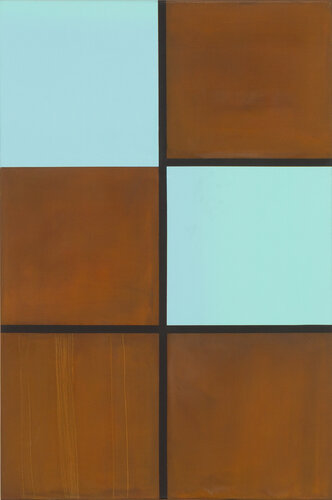 RETRO rust-turquoise par Ernestine Faux, Peinture en vente sur Singulart