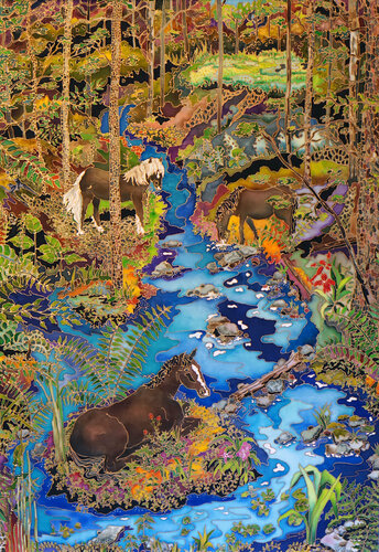 Three Horses in a Forest by Linnea Pergola, 기타 매체 for Sale on Singulart