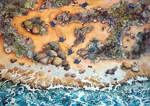 March of the Baby Sea Turtles par Linnea Pergola, Œuvre sur papier en vente sur Singulart