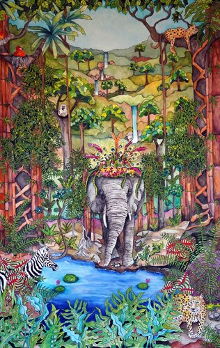 Forest Elephant van Linnea Pergola, Schilderij te koop op Singulart