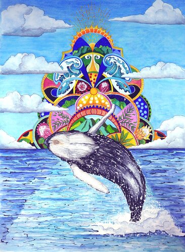 Breaching Whale van Linnea Pergola, Schilderij te koop op Singulart
