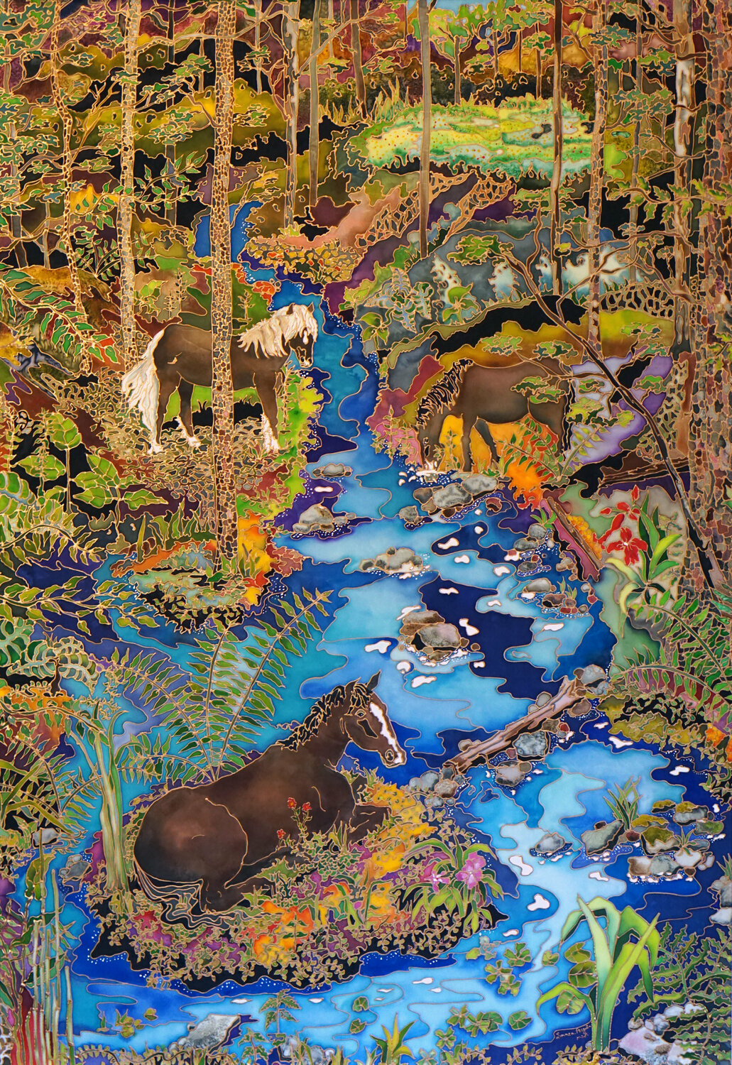 Three Horses in a Forest Linnea Pergola