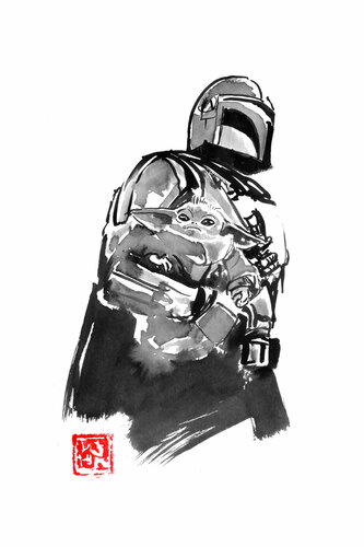 mandalorian et grogu by Pechane Sumie, Drawing for Sale on Singulart
