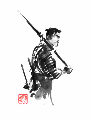 one of the 7 samurais by Pechane Sumie, Drawing for Sale on Singulart