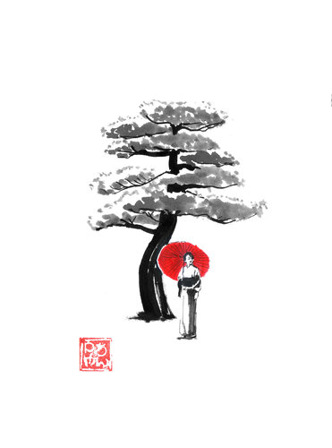 geisha and tree by Pechane Sumie, Drawing for Sale on Singulart