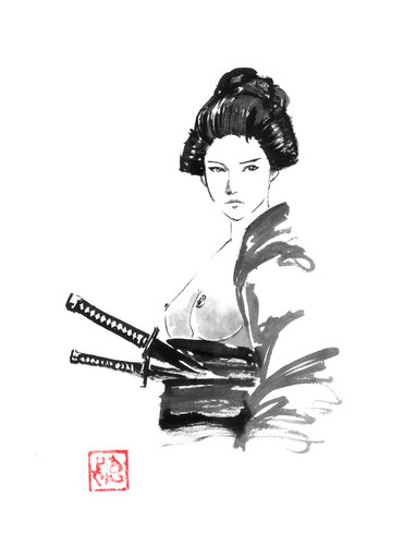 geisha samurai par Pechane Sumie, Dessin en vente sur Singulart
