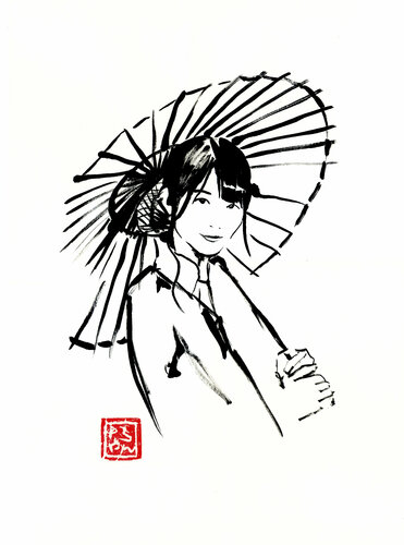 geisha sous ombrelle by Pechane Sumie, Drawing for Sale on Singulart