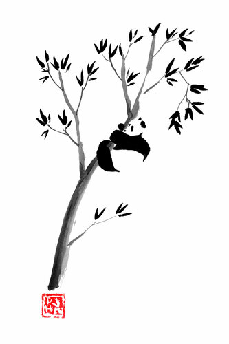 panda in his tree 03 by Pechane Sumie, Drawing for Sale on Singulart