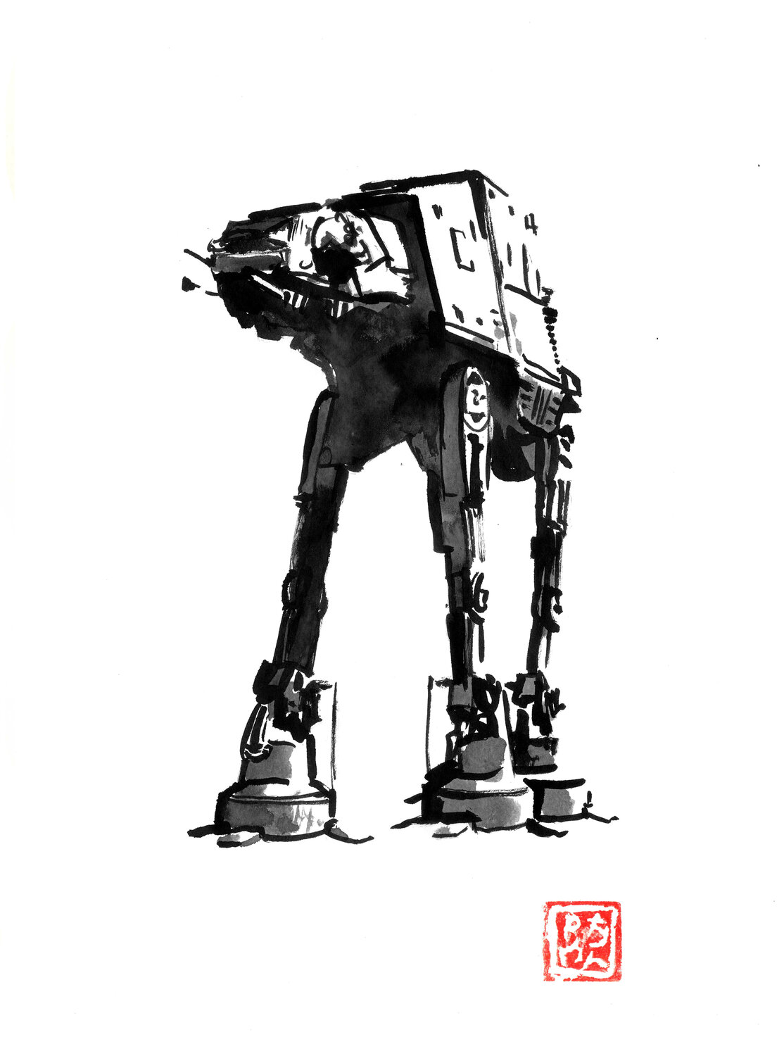 ATAT star wars by Pechane Sumie (2022) : Drawing India Ink on Paper
