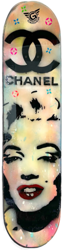 Marilyn Skateboard – Original Painting on Skateboard di Gardani, Scultura in vendita su Singulart