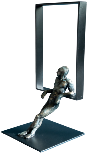 "Resting on the Edge: Exploring the Space Beyond" par Yuriy Kraft, Sculpture en vente sur Singulart
