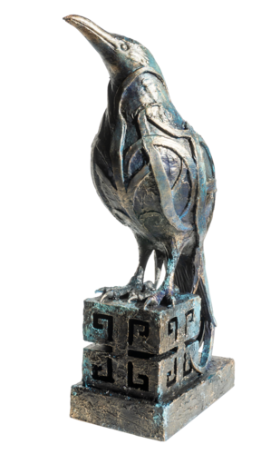 Keeper Of The Cube - Biomorphic Surreal Bird Sculpture Sculpture by Yuriy Kraft, 彫刻 for Sale on Singulart