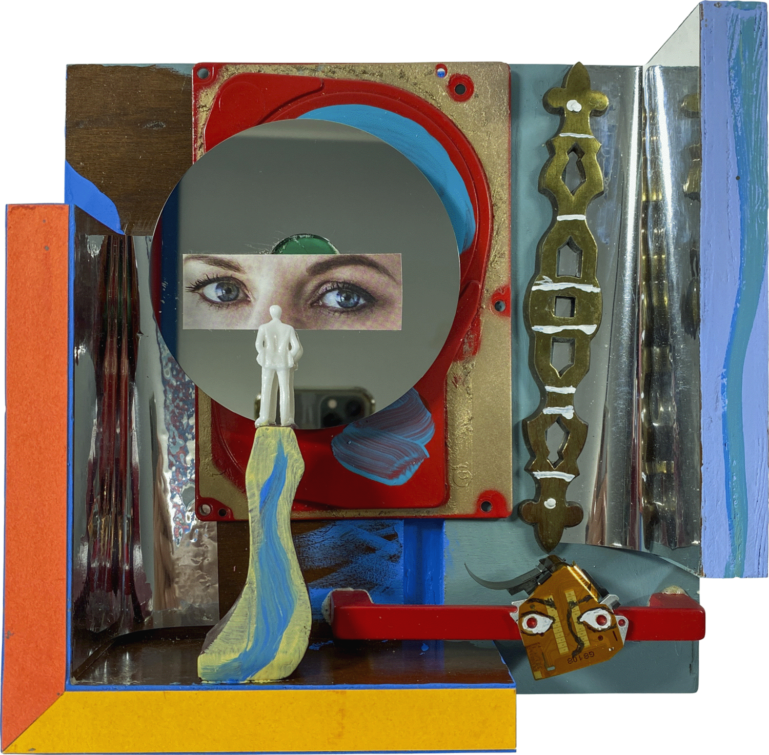 384 - BEHIND THE MIRRORED MASK Aleks Rosenberg Sculpture for sale