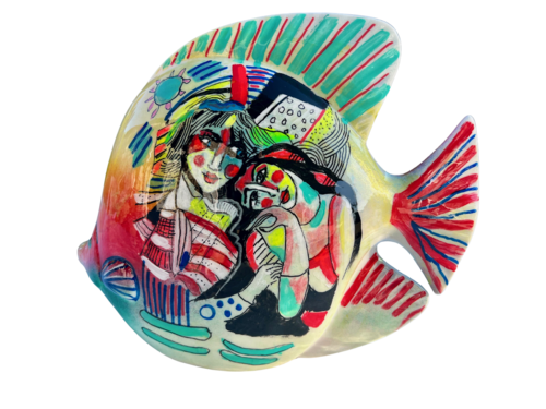 "GASTON" SCULPTURE DE POISSON en grès cérame di Jean-Louis Azencott, Scultura in vendita su Singulart