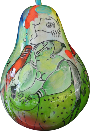 ACRYLYQUE SUR SCULPTURE POIRE EN RÉSINE par Jean-Louis Azencott, Sculpture en vente sur Singulart