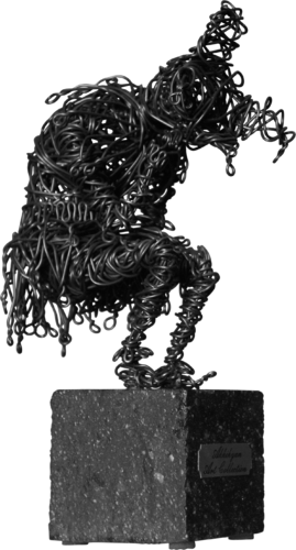 The Thinker (21x13x8 tufa,iron 1kg 2019) by Karen Axikyan, Sculpture for Sale on Singulart