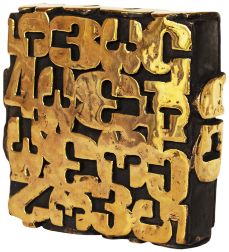 Box – Scultura geometrica compatta in bronzo lucido Paolo Grassi