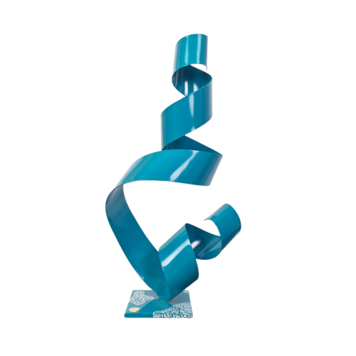 Ribbon Turquoise. Papyrus Base von José Soler Art, Skulptur kaufen auf Singulart